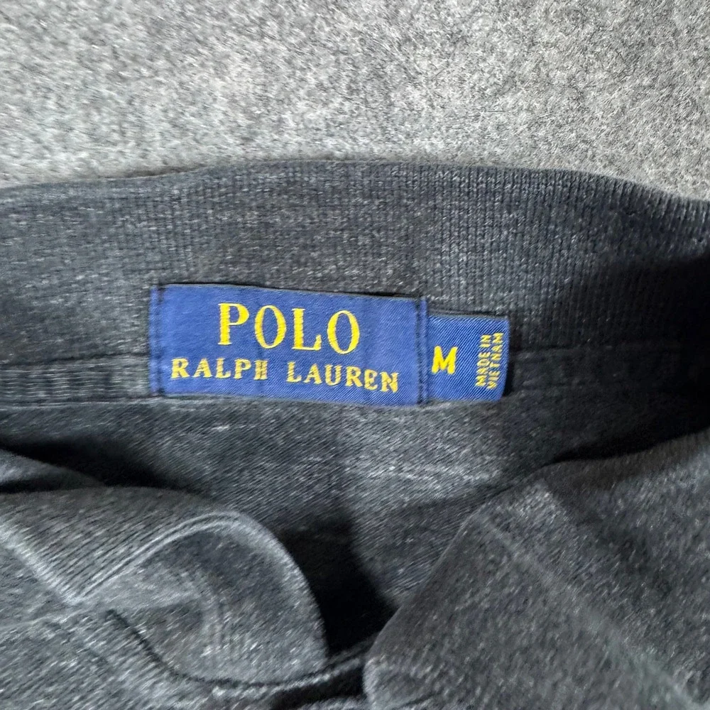 Polo Ralph Lauren Polo Shirt Mens M Gray Long Sleeve Heathered Cotton Pony Logo